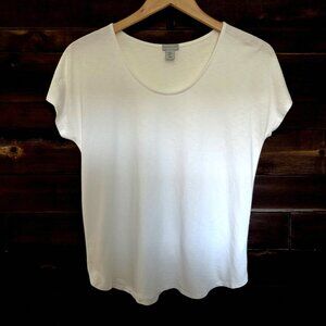 Paraphrase white scoop neck t shirt
